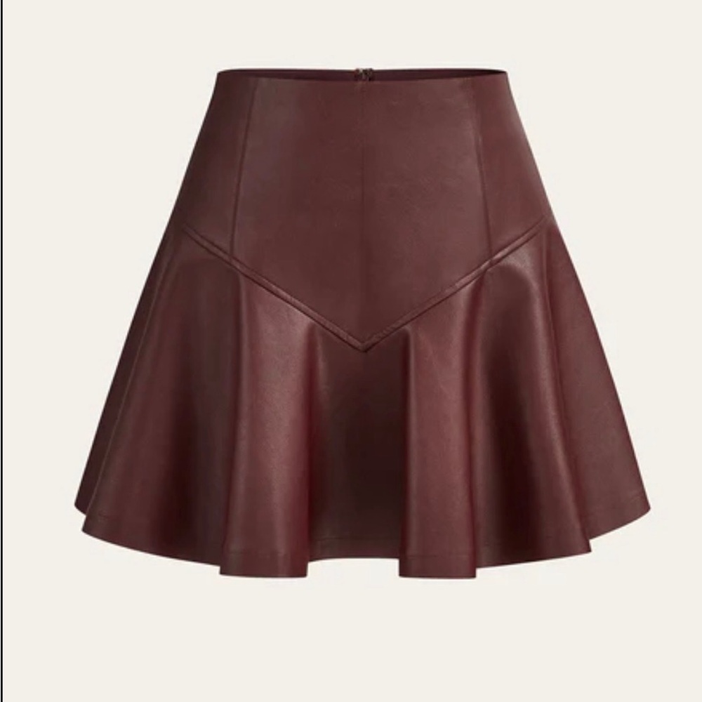 ‼️SALE‼️COMMENSE PU High-Waisted Flared Mini Skirt